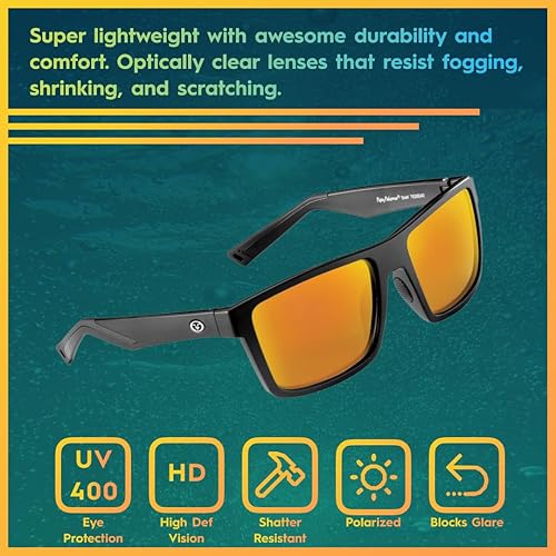 Miniatura 2 de Flying Fisherman Swirl - Lentes de sol polarizados rectangulares, marco negro matelente espejo ámbar-rojo, talla M, Marco negro matelente de espejo