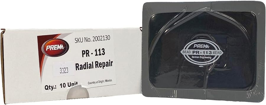 PREMA PR-113 Radial Tire Patches - Passenger Tire and Truck Tire Repair Patches - 5 x 3-1/4 inch Vulcanizing Tire Patches - 10 Per Box - Use in Place of PR-112 in Heavy Duty Applications.