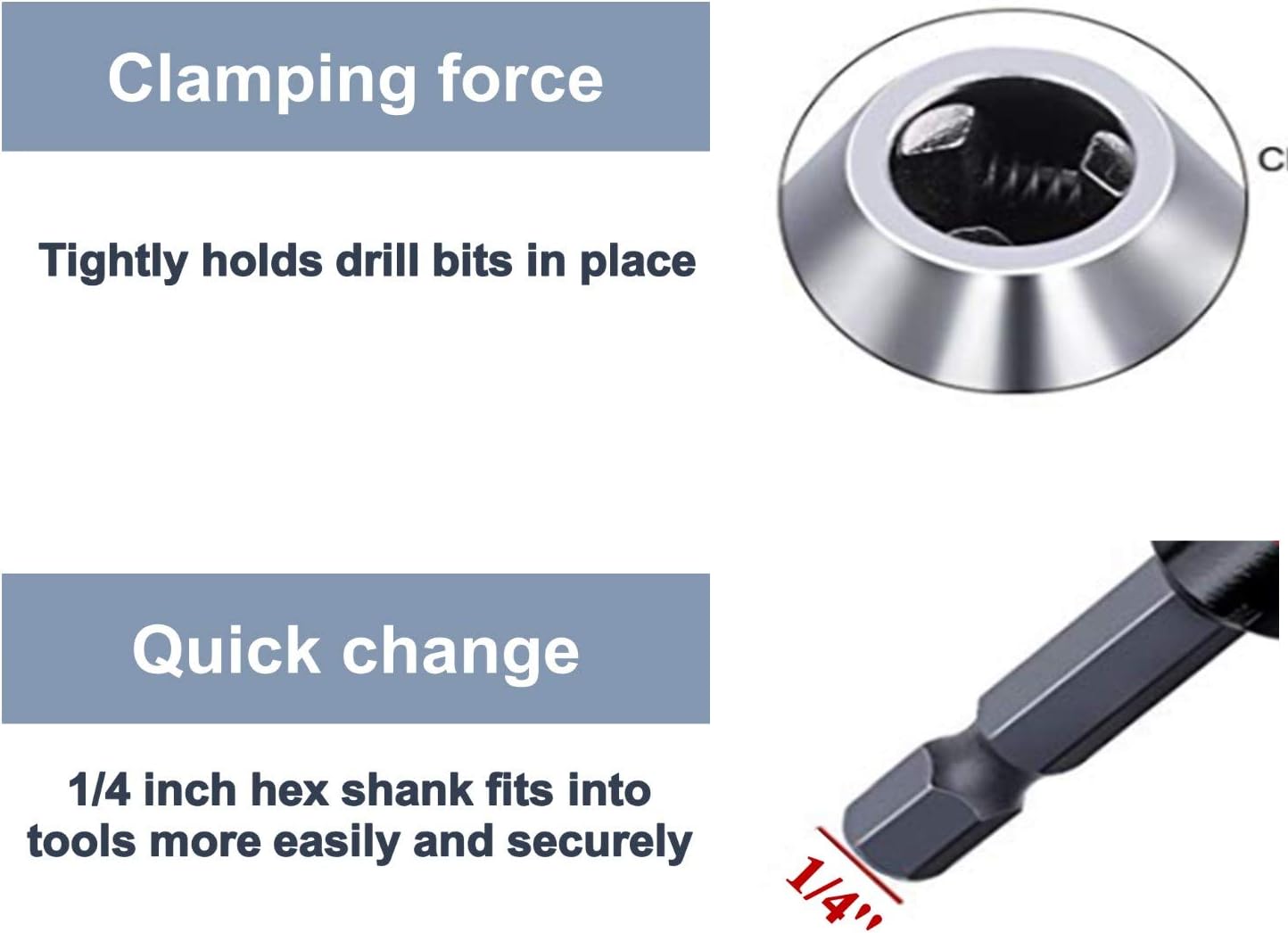 aiyun Drill Chuck Adapter - 2Pcs Drill Chuck for Impact Driver, Drill Bit Adapter Keyless Chuck 1/4 Hex Shank (0.6-8mm,0.3-3.6mm)