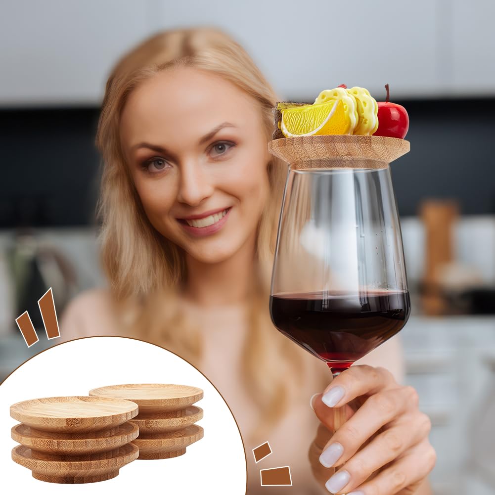 NBEADS 8 Stück Weinglas Charcuterie Topper, 11cm Bamboo Weinglas Topper Deckel für Wein Gläser Weinglas Topper Vorspeisen-Teller für Familienfeiern Bars Restaurant