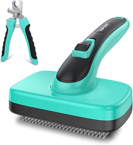 Miniatura 45 de Cepillo deslizante de autolimpieza para eliminar perros y gatos de pelo largo y corto, elimina el nudo suelto que se enreda, tapete de piel, cepillo