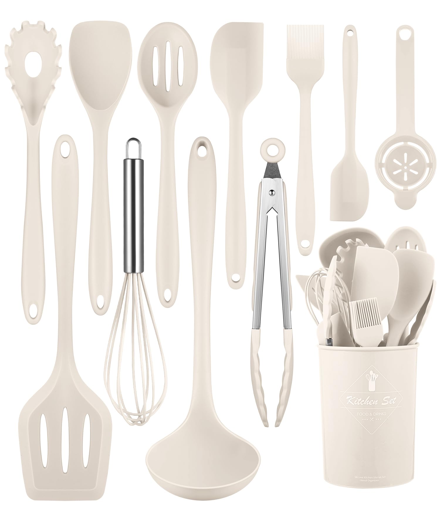 Kitchen Utensils Set-12 Pieces Silicone Cooking Utensils Set (Dishwasher Safe) 392°F Heat Resistant Spatula Set, Nonstick Cookware