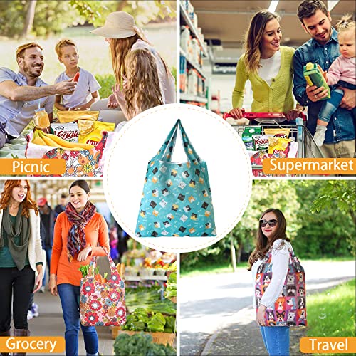 Fulsurgus 6 Pack Reusable Shopping Bags, Large 50Lbs Foldable Grocery Bags, Machine Washable Groceries Bags Nylon Fabric Storage Bags #TOP6