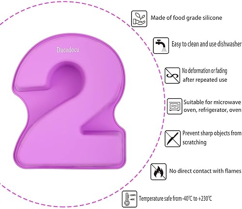 Miniatura 2 de Ducodocu Molde grande de silicona para tartas con números 3D, molde para hornear DIY para cumpleaños, aniversario, número de 2