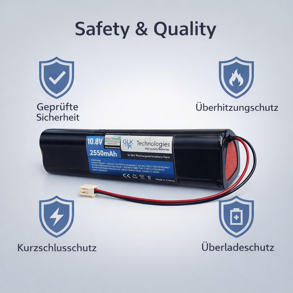 GLK-Technologies® | 10,8V / 2550mAh verbesserter | High Power Akku für Velux Solarfenster Dachfenster Rollladen mit 9 AA Zellen NiMH mod. 946933/946930 / 846933 BJ2026