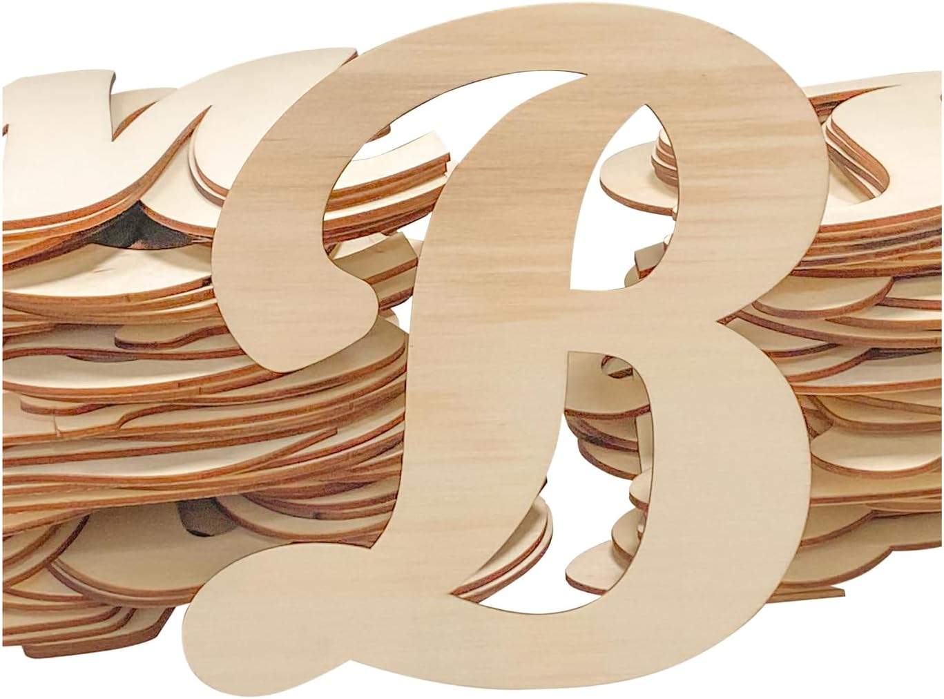 6 Inch 86 Pieces Wooden Letters Unfinished Thin Wood Alpabets A-Z for Crafts,Cursive Uppercase