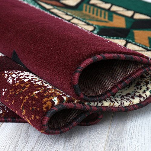 Southwest Native American Indian Design #Cr18 Burgundy Carpet Area Rug (8 Feet X 10 Feet) #TOP3