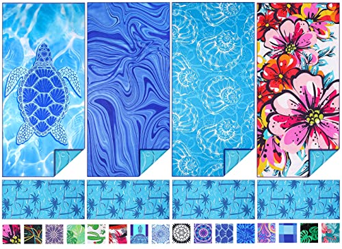 4 Pack Microfiber Thin Beach Towel Lightweight 71x32 Oversized Extra Large Sand Free Towels Quick Dry for Travel Pool Yoga Gym Sports Beach Accessories Vacation Essential Gift