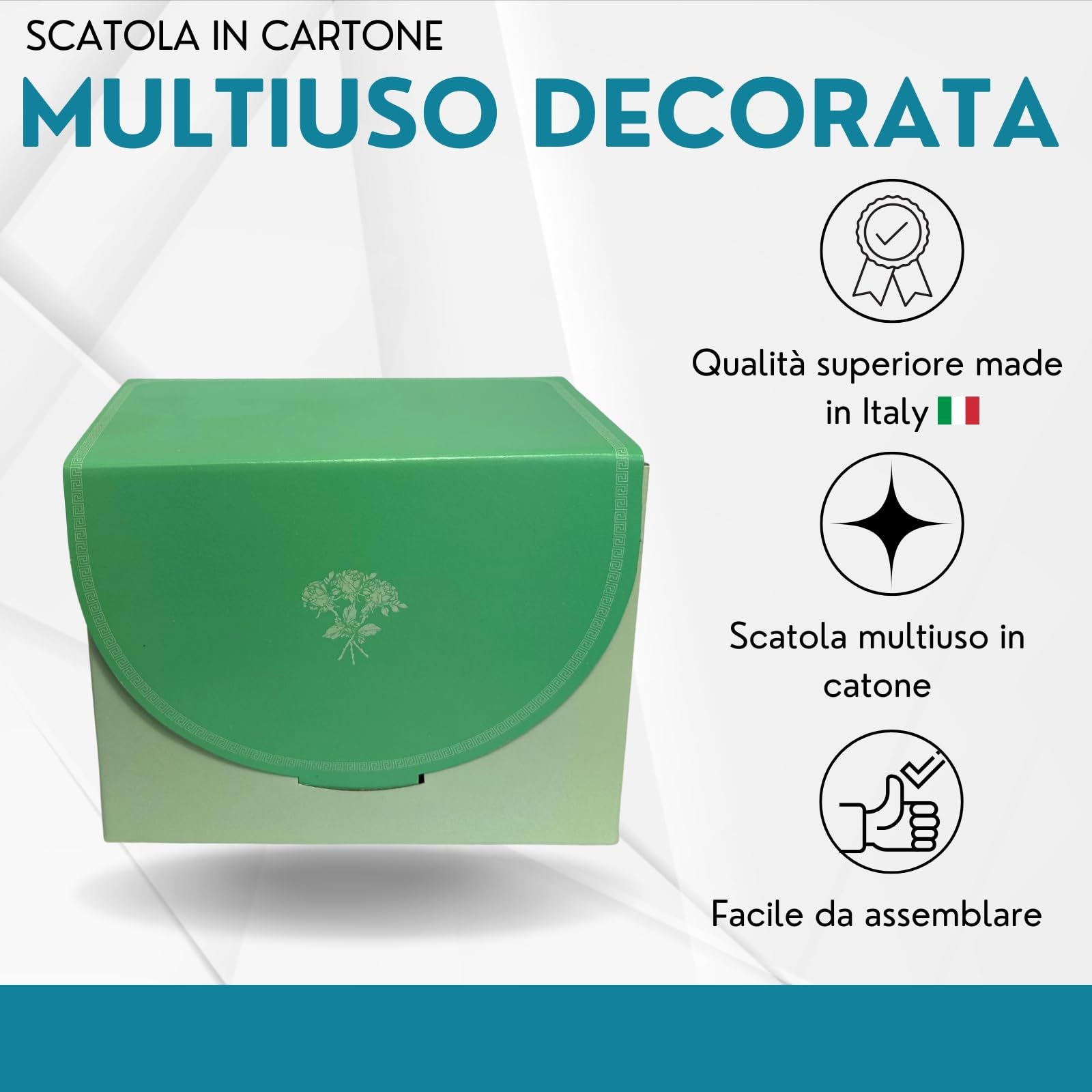 Debora Carlucci Scatole in Cartone Set 100 Pz Rettangolari 16x20x9 cm Verde Decorate Scatola con Coperchio Multiuso Ideale per Bomboniera,Feste,Eventi,Spedizione,Porta Oggetti