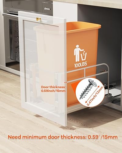 Miniatura 3 de Kit de bote de basura extraíble debajo del gabinete con rieles de cierre suave (bote de basura no incluido), bote de basura extraíble debajo del