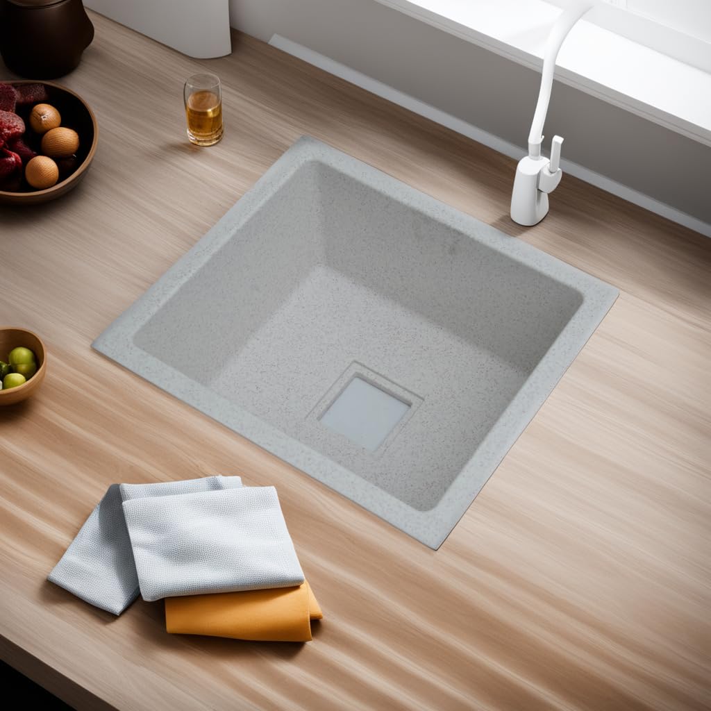 REMOTION Granite Sink with Drain Board - Matte Black -13 REMOTION Granite Sink with Drain Board - Matte Black -13