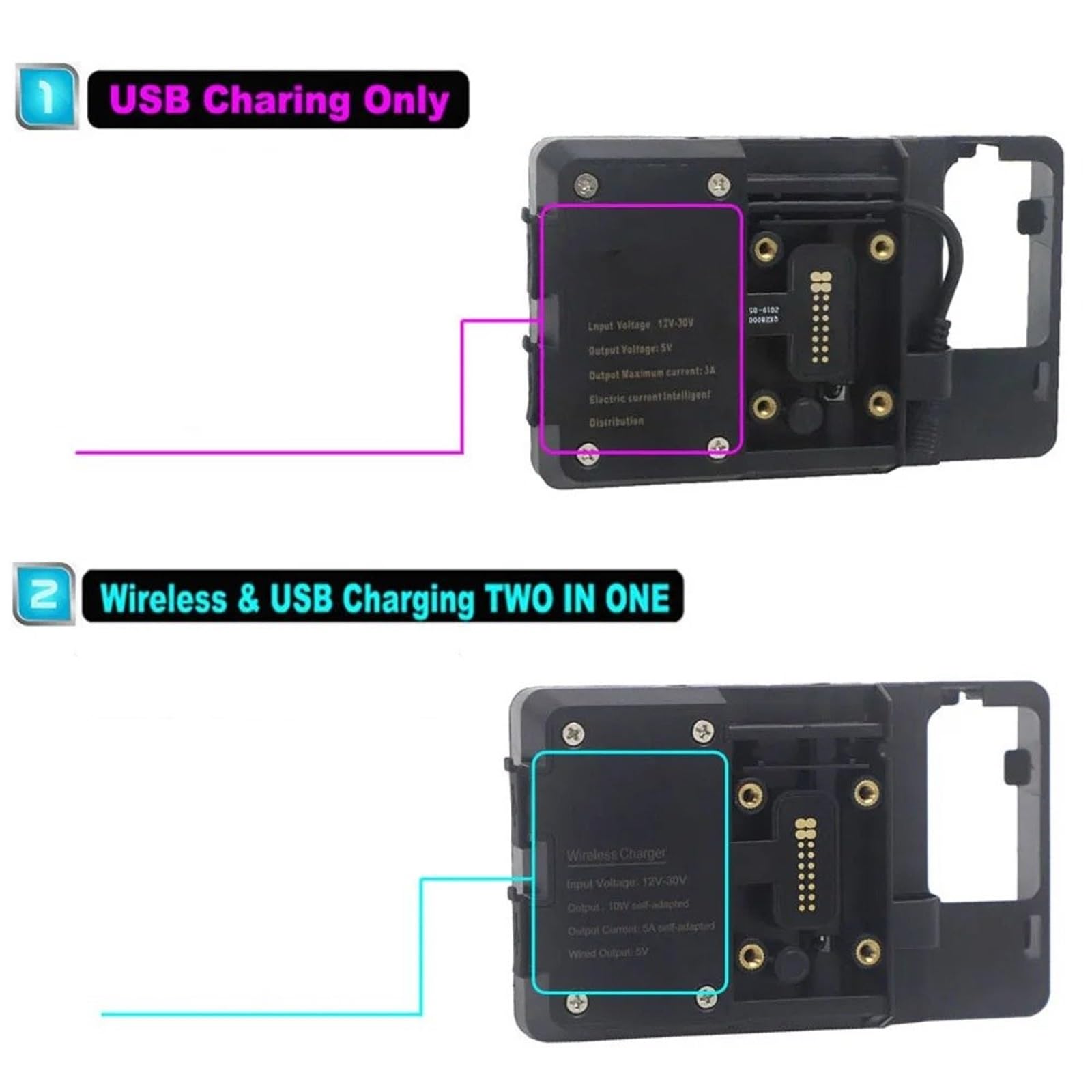 Porta Movil Soporte para Teléfono Móvil con GPS para Motocicleta, Soporte De Navegación con Carga Inalámbrica para R1200GS R 1200 GS LC Adventure ADV 2013-2019(Lossless Cable)