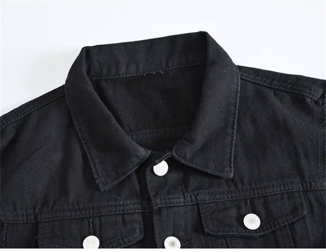Gilet da uomo in jeans slim con frange in denim, senza maniche