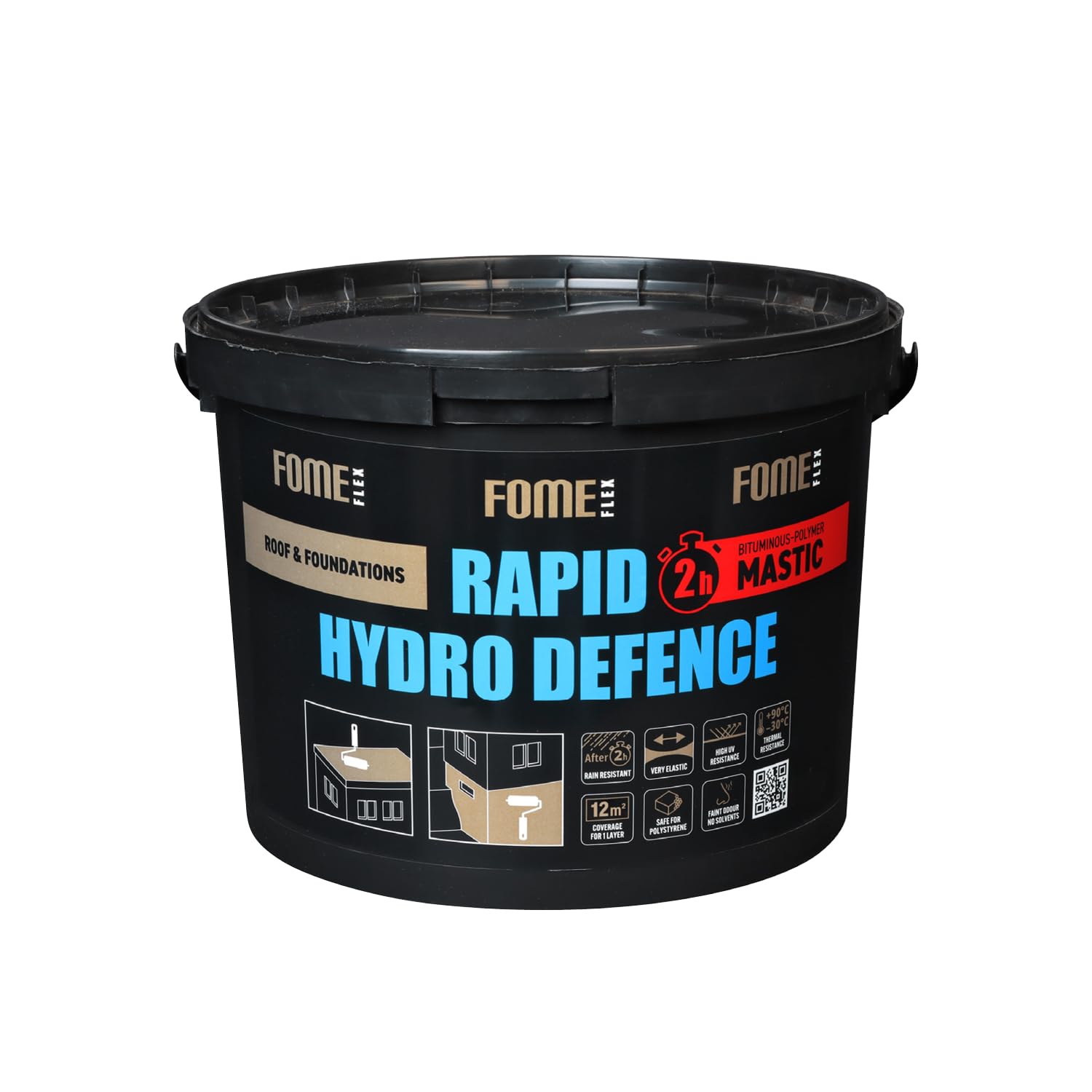 Sigillatura universale e barriera all'umidità a base di bitume polimerico FOME FLEX Rapid Hydro Defence 4,5 kg per tetto, pareti e fondazione