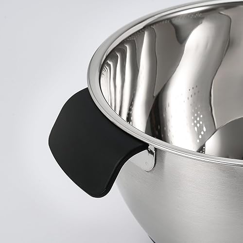 Miniatura 7 de Cuenco para lavar arroz con colador, cuenco para lavar quinoa, colador de acero inoxidable con escurridores laterales para limpieza de frutas,