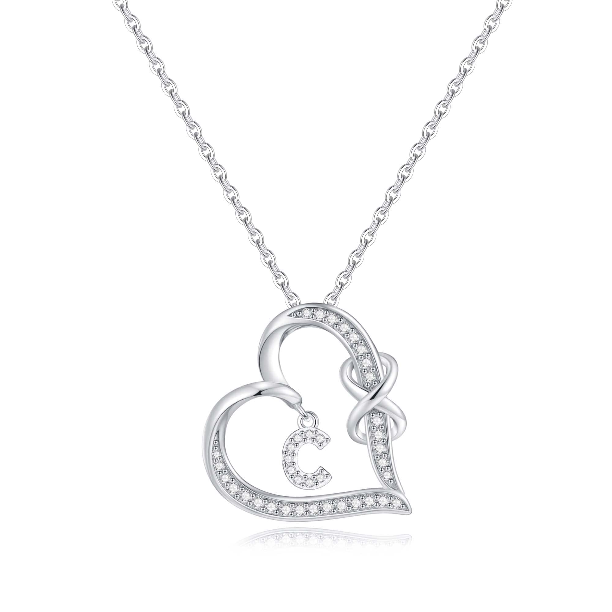 Infinity Heart Necklaces for Women, S925 Sterling Silver Initial Necklace Womens Jewelry Mothers Day Gifts Girls Valentines Gifts for Her Christmas