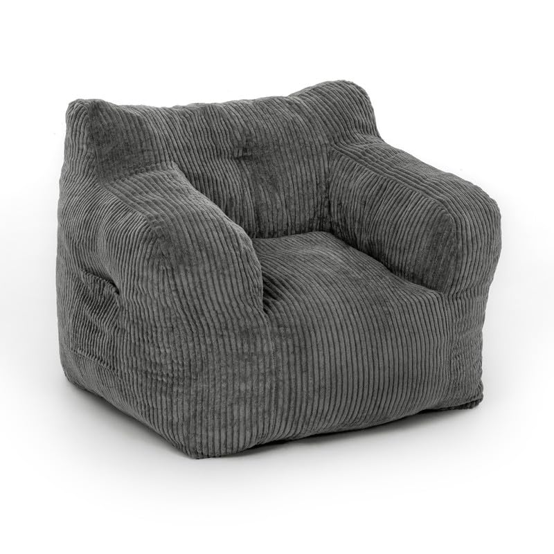 Pamapic Puff Salon, Sillon Puff con Relleno Incluido, Sofa Puf con Asas Portátiles, Sillas de Salon Ergonomicas Moderno, Bean Bag Interior para Sala de Estar, Dormitorio, Sala de Juegos, Gris