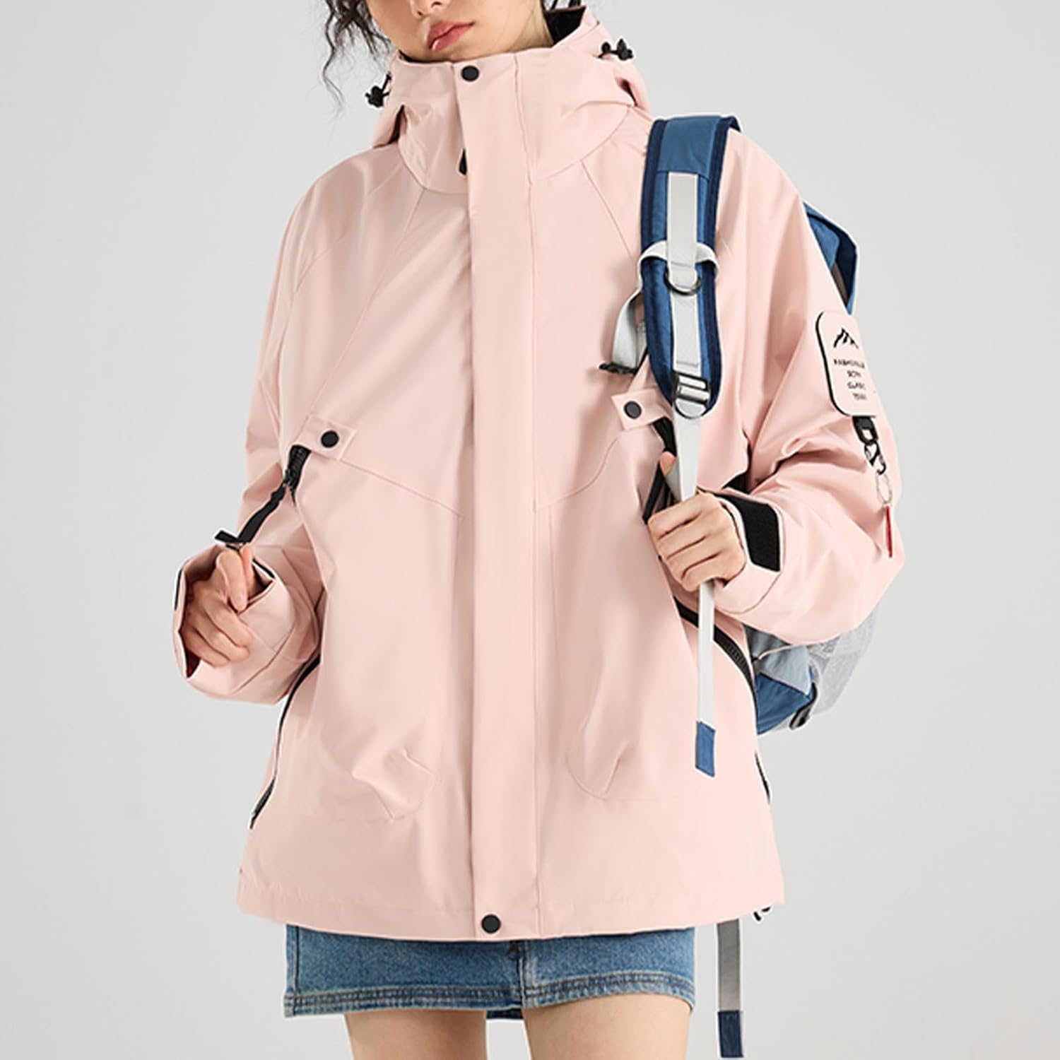 Women's 3 in 1 Windbreaker Jacket Winter Warm Fleece Inner Ski Jackets Snow Coat Snowboarding Jackets with Pockets Fashion