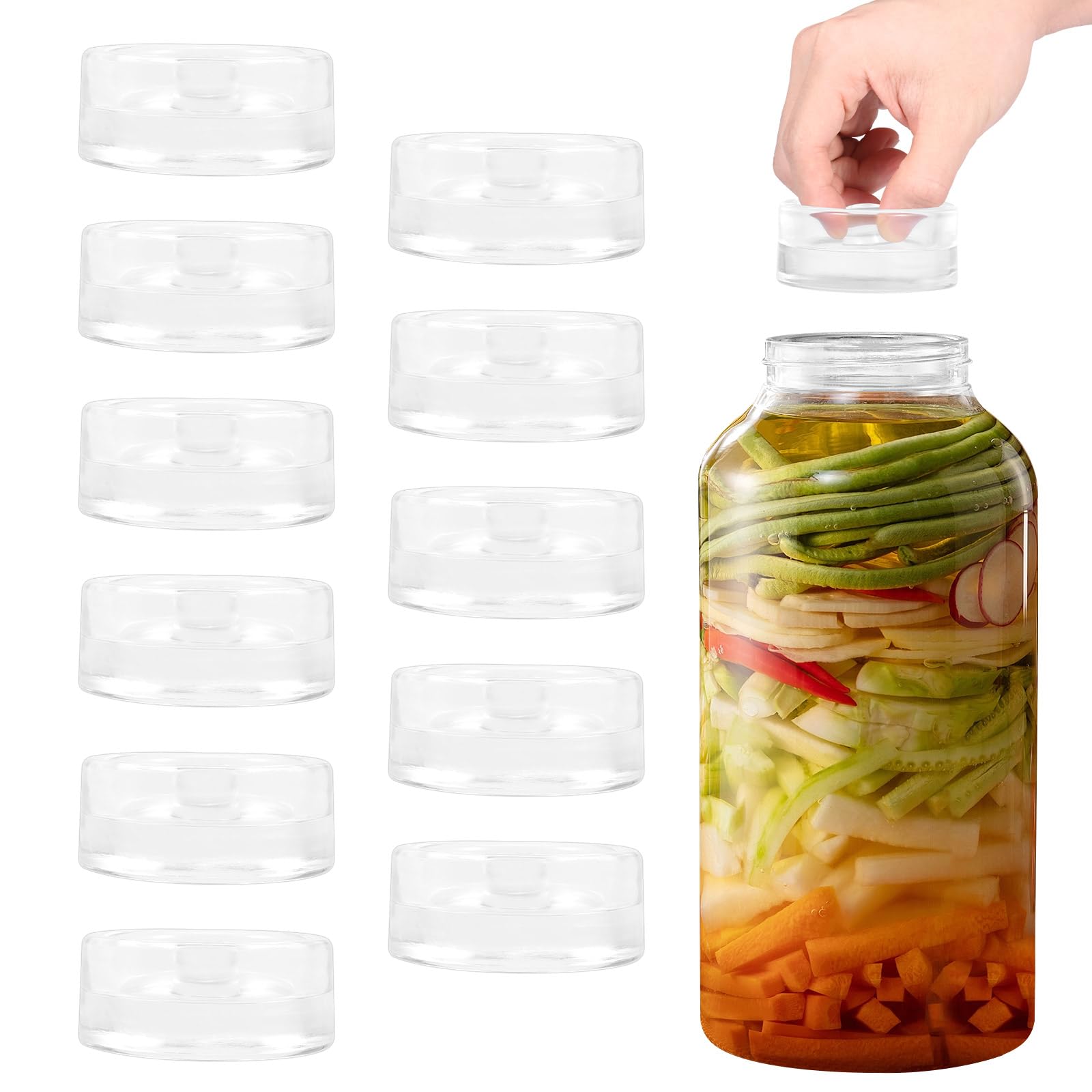 12 pesi per fermentazione, in vetro, trasparente, per fermentazione, 6,6 cm, peso fermentazione con manico, accessori per la casa e il commercio (colore trasparente 12 stile)
