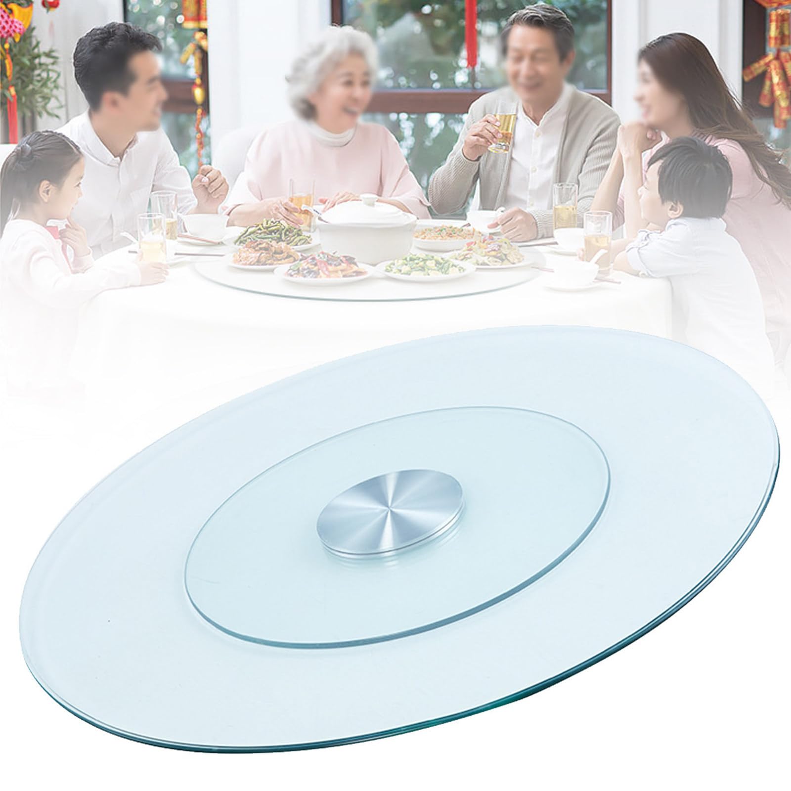 FANGQMM Heavy-Duty Tempered Glass Lazy Susan 85cm/33.4in
