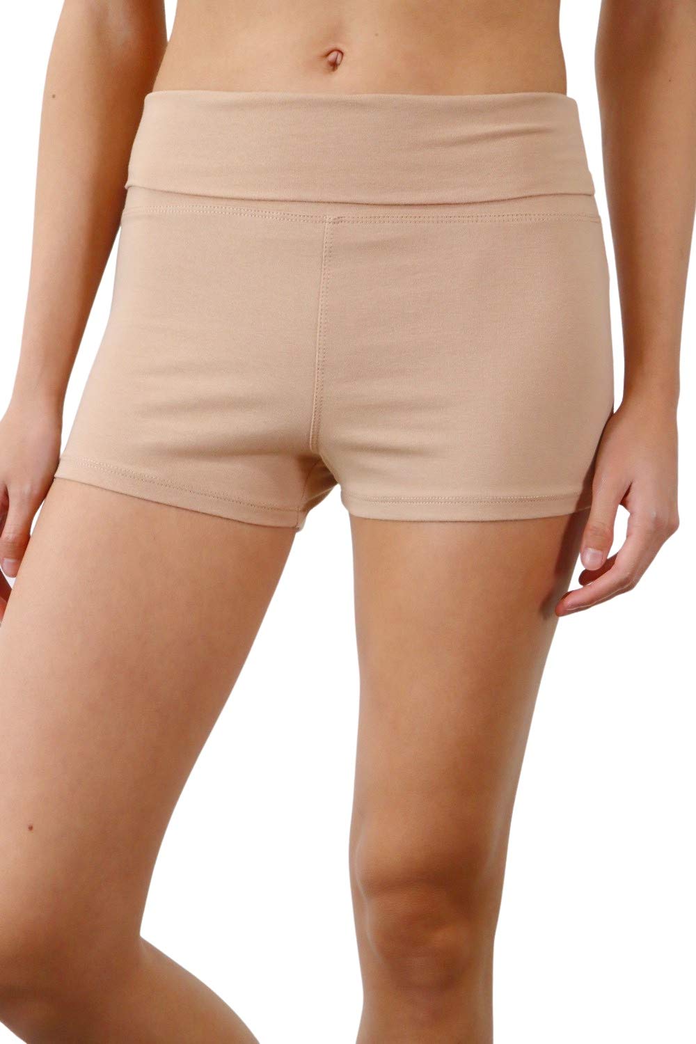 Pure LookWomen’s Fold Over Waist Stretch Cotton Active Yoga Shorts