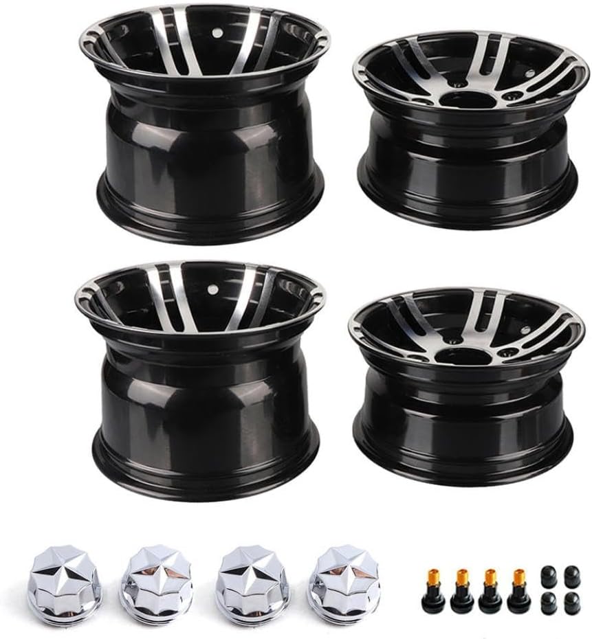 4 Pcs 10 Inch Aluminum Wheel Hub Rim Compatible with 125cc 150cc 200cc 250cc ATV Quad Go Kart UTV Buggy Cart Parts Front Rear Replacement(B)
