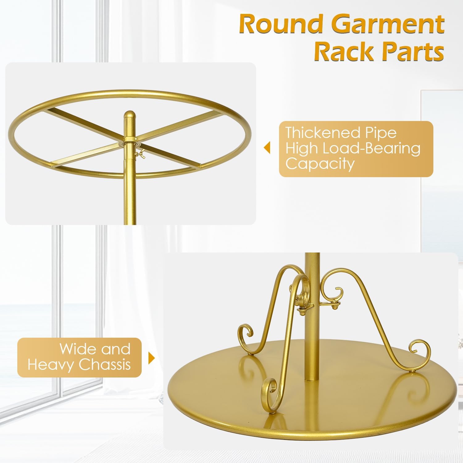 Round Clothing Rack, Rotatable Clothing Display Stand Floor Standing Boutique Retail Clothing Rack Portable for Hanging Clothes Commercial Shop Bedroom Boutiques Laundry Room