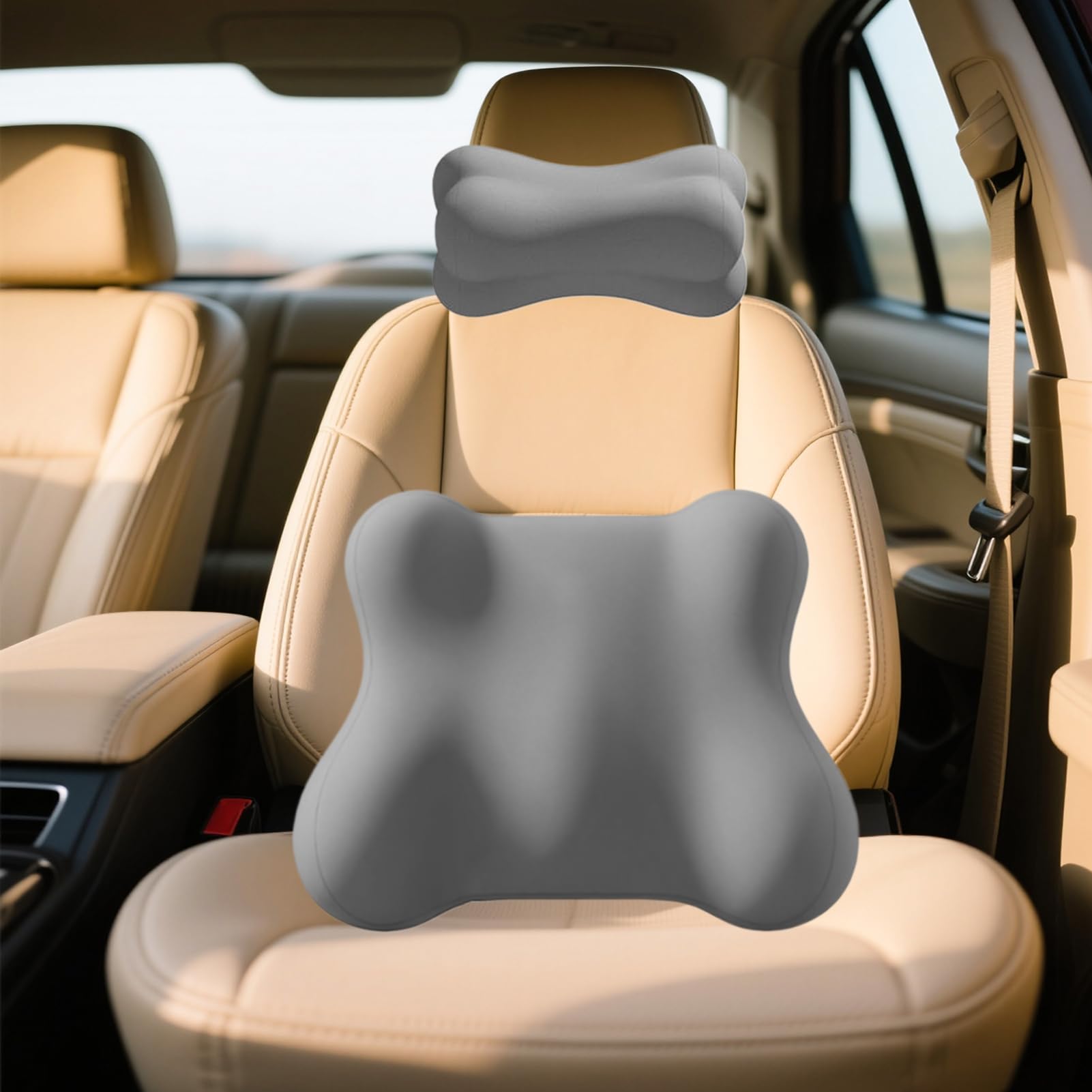 Lendenstützkissen Für Auto Ergonomisches Zubehör für das Autofahren | Auto Kopfauflage Und Lendenkissen Set Für Fahrersitz Bürostuhl Couch Reisesessel Spiel Flugzeug