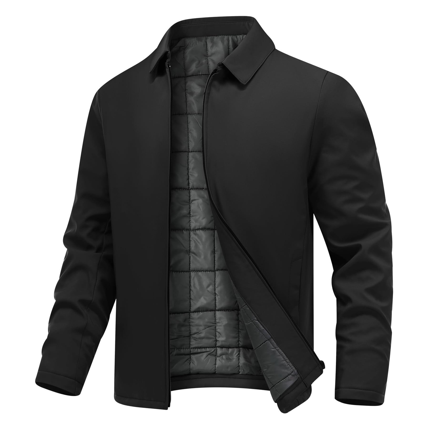 Allthemen Giacca Bomber Uomo Risvolto Jacket Ispessito Invernale | Cappotto Mezza Stagione,Leggero Antivento,Revers,Stile Motociclista/Aviatore,Caldo,2 Tasche,Viaggi Lavoro Casual,Tinta Unita