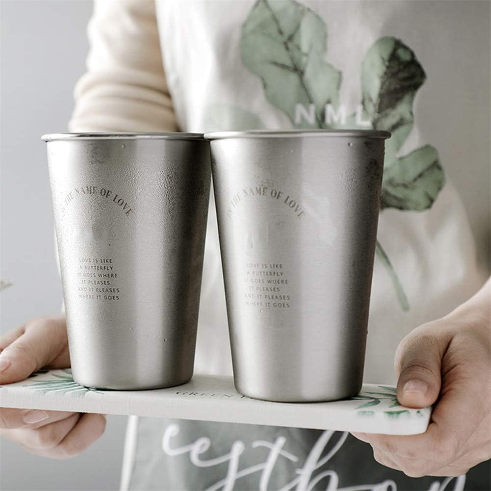 3Pcs Stainless Steel Cups Shape Exquisite Wire Drawing Process Stackable Large Capacity Comfortable to Hold Not Easy to Rust Easy to Clean