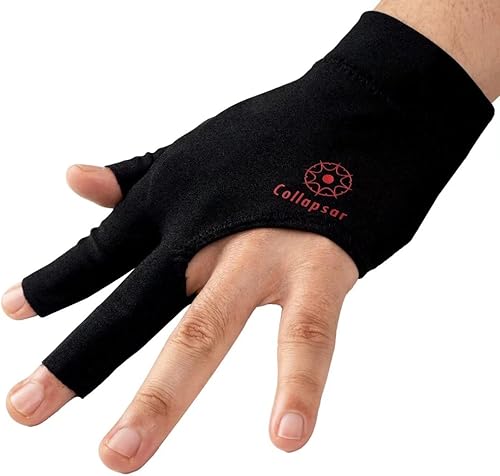 Miniatura 3 de Collapsar Guantes de billar con 3 dedos abiertos para billar de billar Carom Cue Sport  Se adapta a la mano izquierda en diferentes tamaños