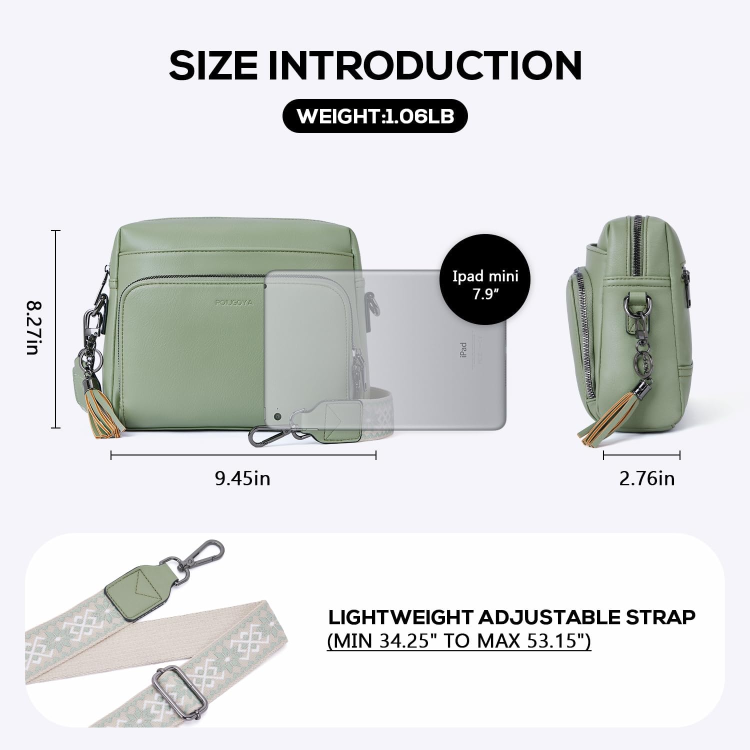 POIUGOYA Crossbody Purses for Women Trendy,Vegan Leather Medium Crossbody Bag,Women's Crossbody Travel Purse Built in Wallet - Image 4