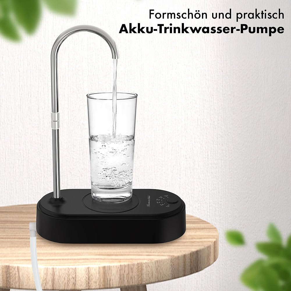Rosenstein & Söhne pompa dell'acqua: set da 2 Pompe per acqua potabile a batteria, nero, per taniche standard da 18,9 l, batteria da 1.200 mAh (tanica d'acqua con pompa, ad acqua a campeggio)