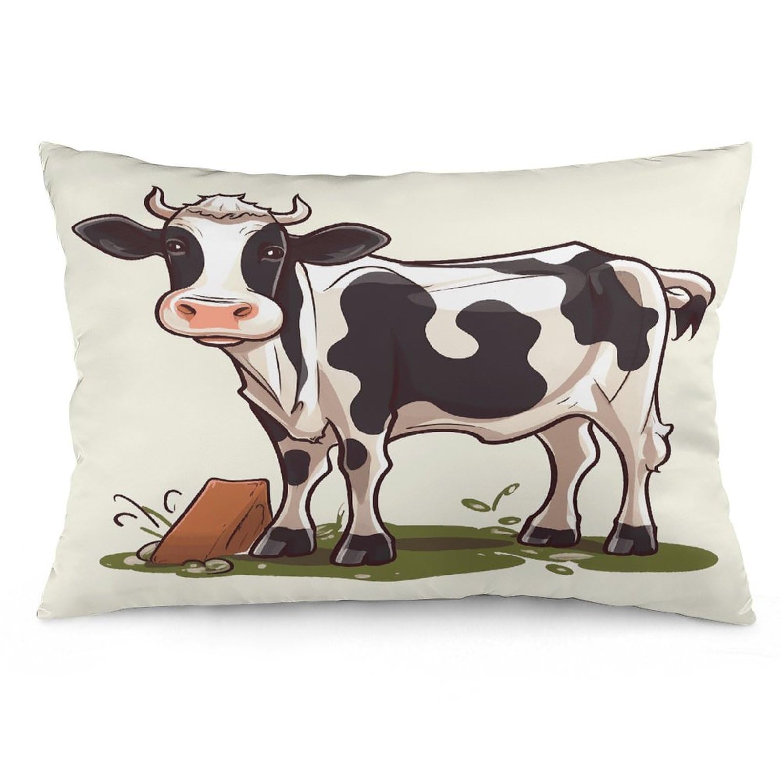 Dairy Cow Throw Pillow Cover Soft Lumbar Pillow Covers with Zipper Breathable Rectangular Cushion Case Polyester Pillow Case Decorative Body Pillow Cover for Couch Bed