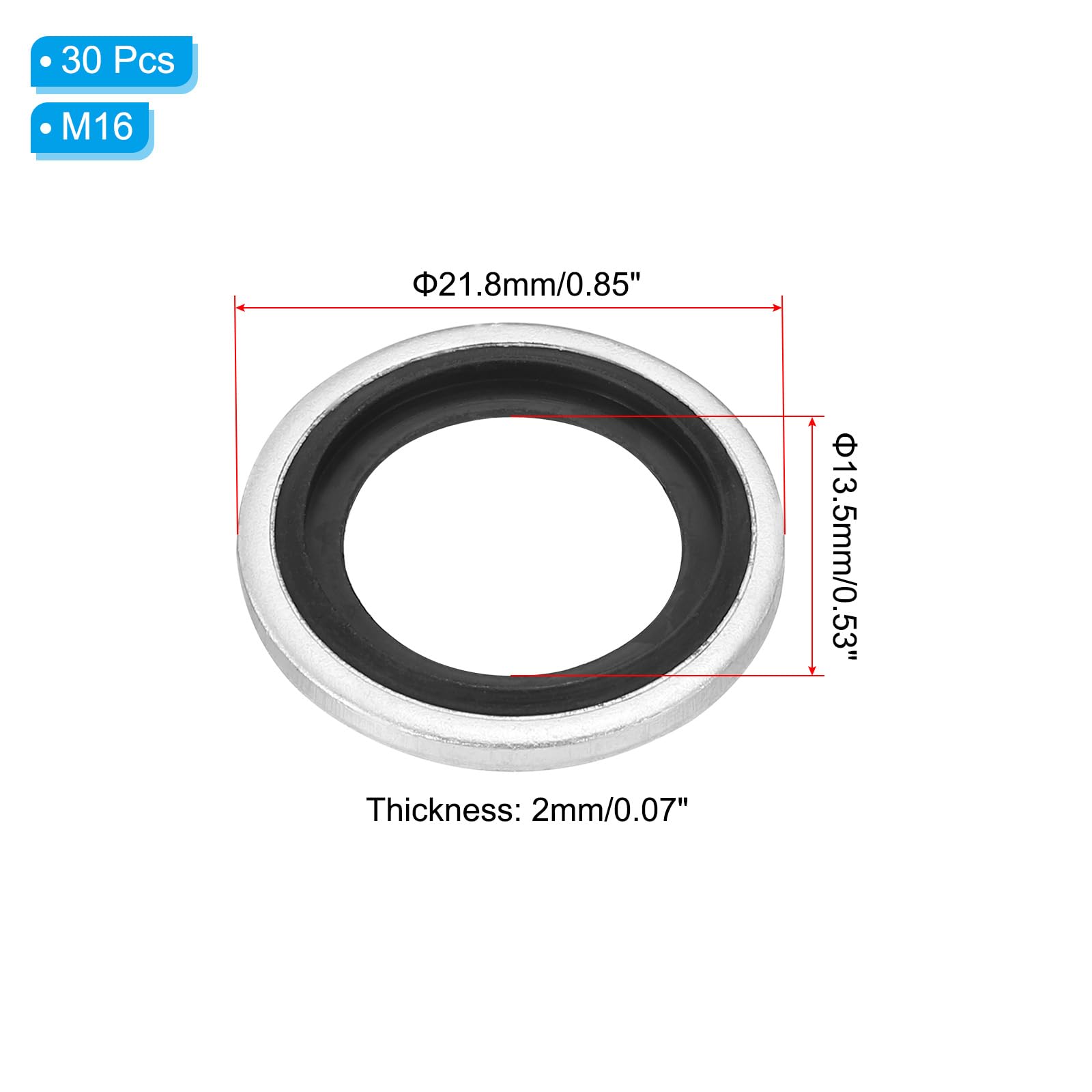 PATIKIL M16 Self-Centered Bonded Sealing Gasket - Image 2