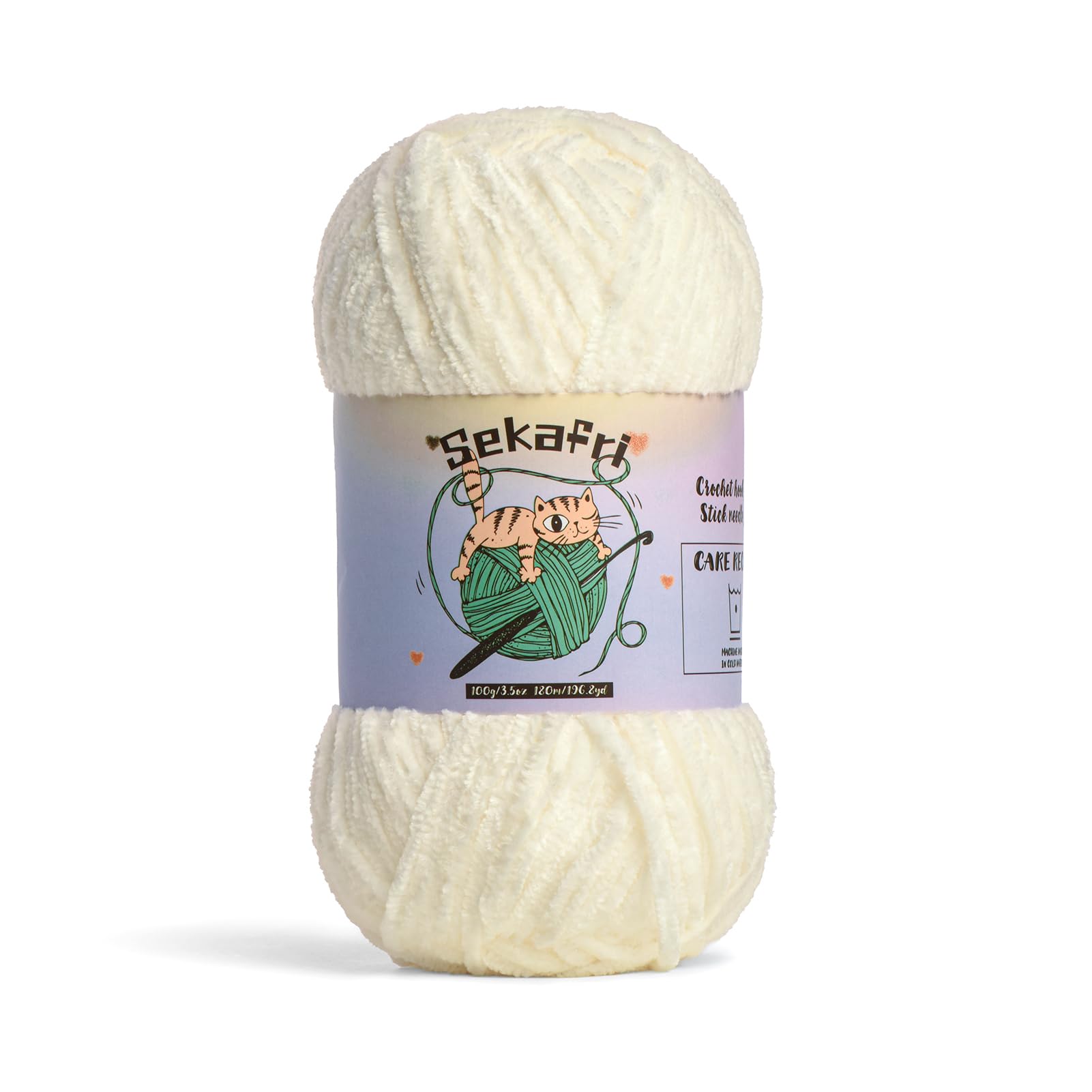 Fuzzy Chenille Yarn for Crocheting Amigurumi Crochet Yarn White