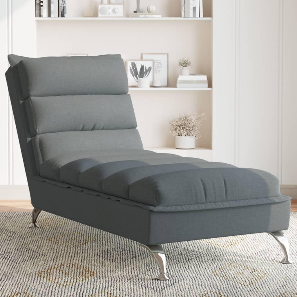 vidaXL Chaise Longue avec Coussins Gris foncé Tissu