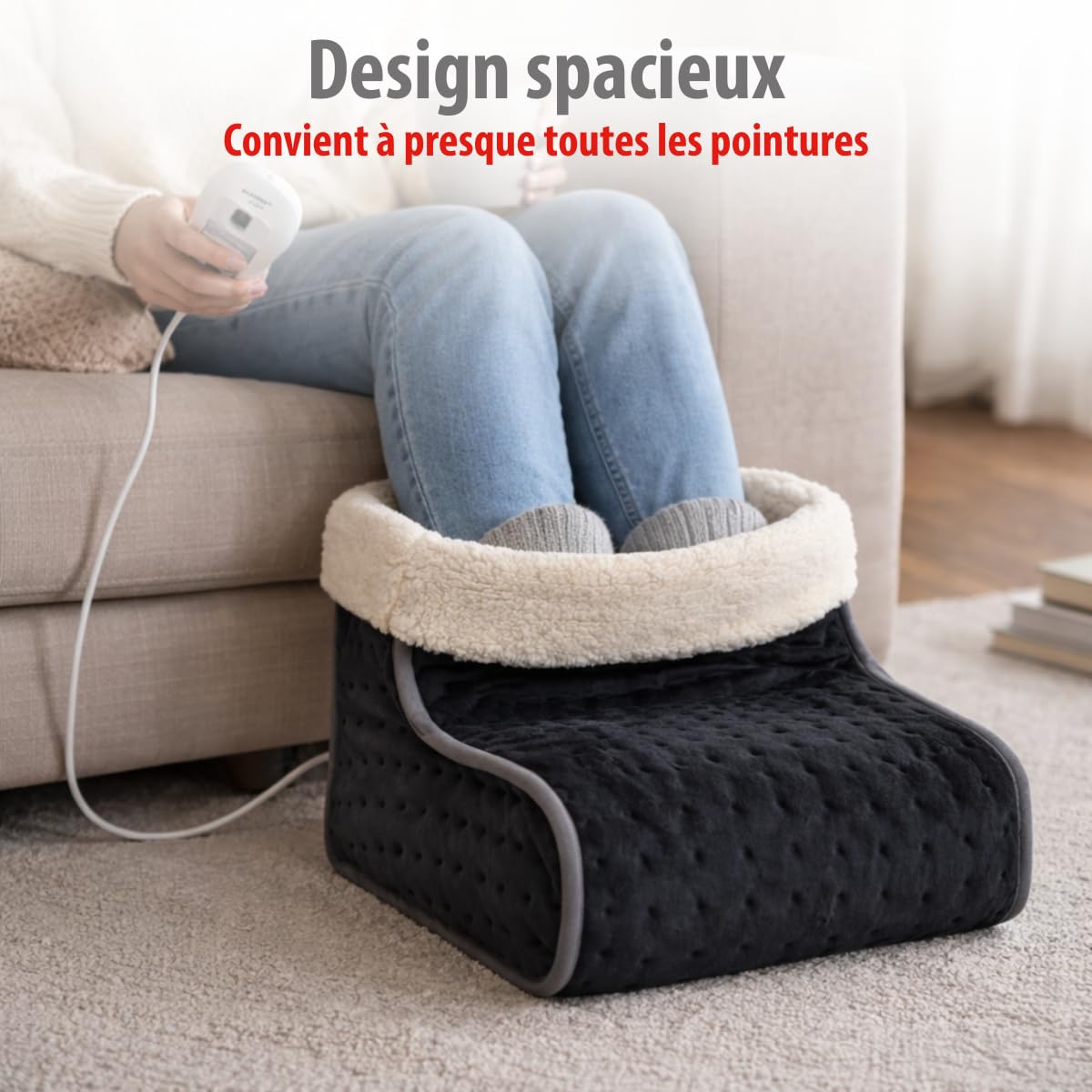 alpina Chauffe Pied – Chausson Chauffant Electrique – Pied Chauffant avec 3 Niveaux – Chaussons Chauffants – Bouillotte Pied – Pantoufle Chauffante – Bouillotte pour les Pieds