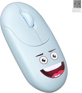Everest SM-26 FASHION 2.4Ghz Özel Tasarım Modelli Avuç içi Uyumlu 10 Metre Mesafeli 3 Milyon Tıklama Ömürlü Kabartmalı Tak Çalıştır Kablosuz Mouse (MAVİ MUTLU YÜZ)