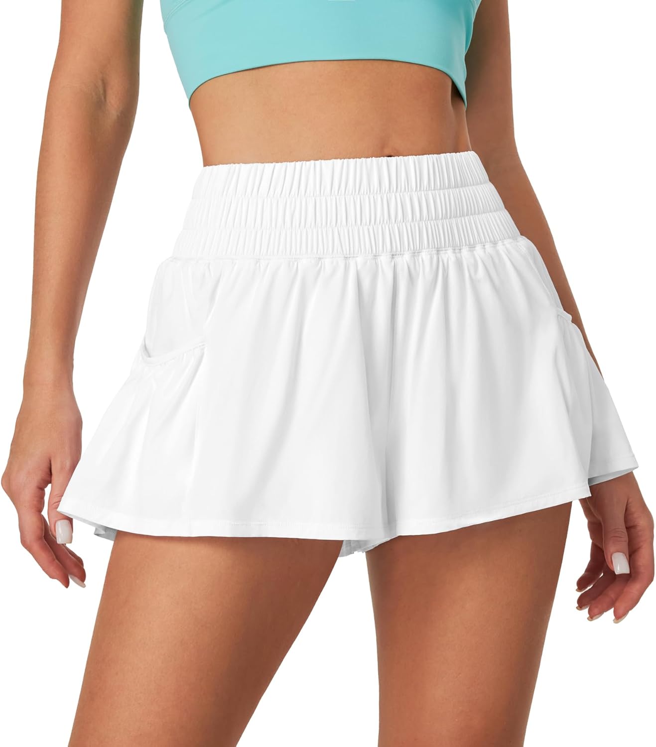 IUGA Women's Athletic Shorts High Waisted Flowy Shorts for Women Quick Dry Workout Running Shorts with Pockets
