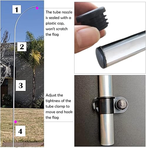 Miniatura 5 de Kit de asta de bandera de Swooper en blanco dorado sólido para empresas, el kit de pancarta publicitaria incluye bandera de plumas de 8 pies de