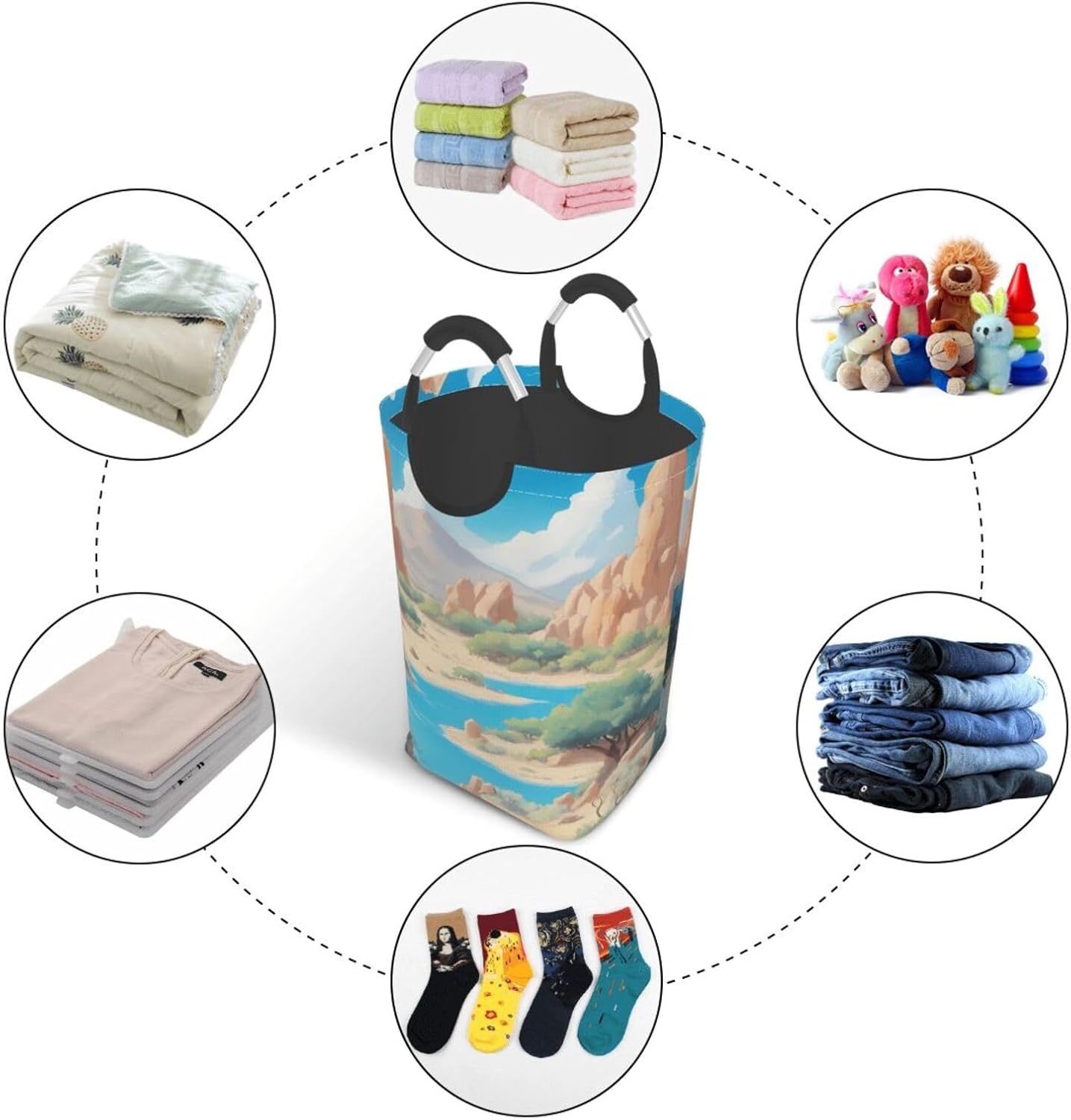 oasis in the desert Foldable Square Storage Bag, 50L Dirty Clothes Laundry Basket, Suitable for Laundry Room, Dormitory, Bedroom