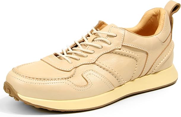 Mens Sneakers - Top-Grain Leather Sneakers Moc Toe | Fashion Sneakers for Men Athletic Shoes with Casual Walking 210-4