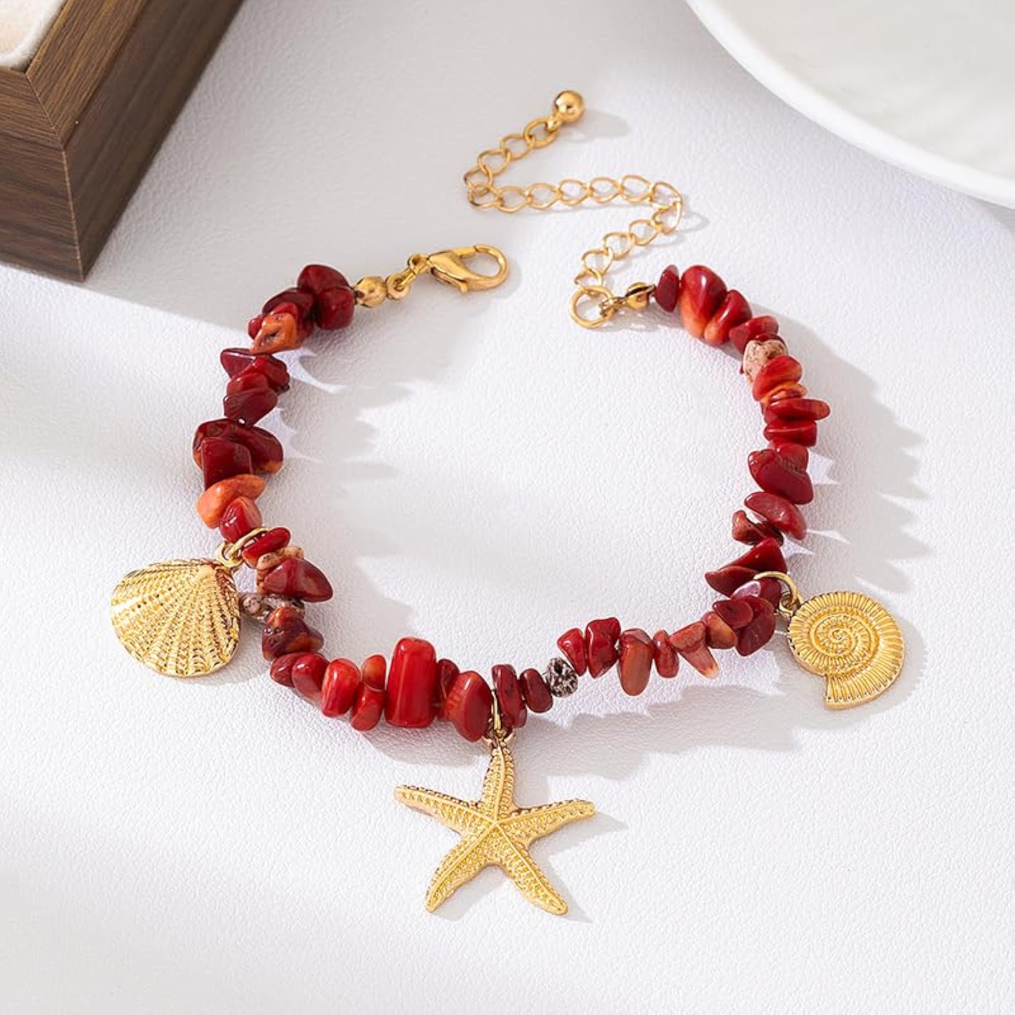 Beaded Anklet for Women with Starfish Charms