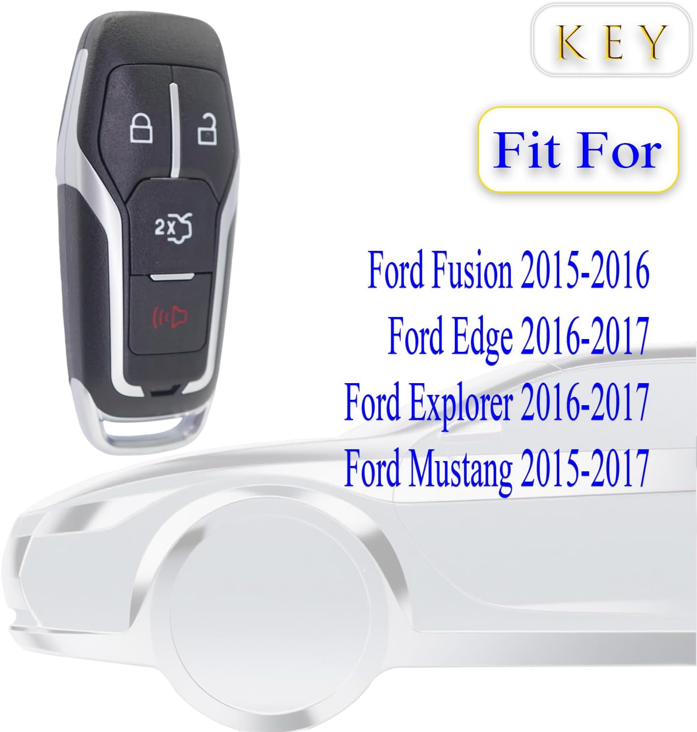Key fob Replacement fits for Ford Fusion Mustang 2015-2016/Ford Edge Explorer 2016-2017 Smart Car Keyless Entry Remote Control M3N-A2C31243800 164-R8109 315MHZ 49