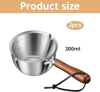 2 PCS Small Milk Pots Set, Milk Pan with Pouring Lip, Compact Saucepan for Heating Milk and Making Sauces, Milk Pan with Easy Pour Design, 300 Ml Capacity