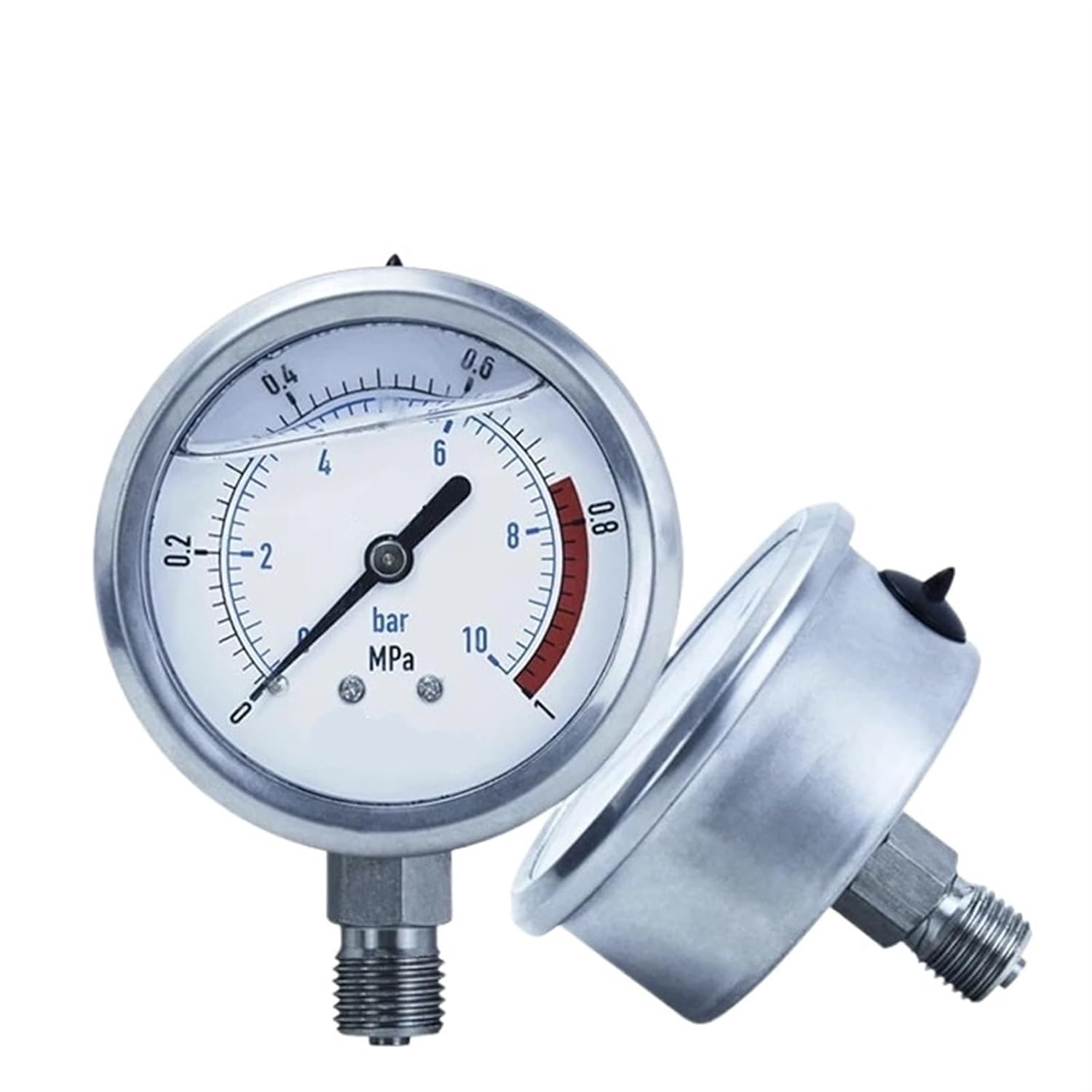 Water Pressure Gauge Stainless Steel G 1/4 G1/2 Oil Hydraulic air Vacuum Manometer 0-60mpa Diameter 100mm Digital Pressure Gauge(One Fourth-Axial,0-1Mpa)