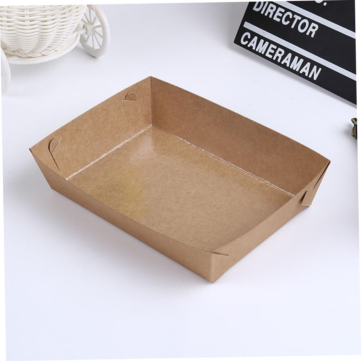 NUOBESTY 100pcs Oil-proof Paper Food Boxes for Fried Snacks French Fries Takeout Kraft Paper Containers Disposable Food Packaging Boxes for Restaurants and Catering