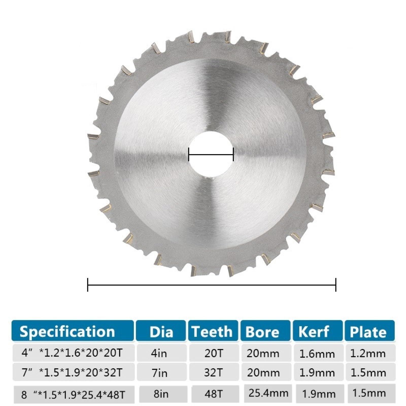 Brzeszczot do cięcia metalu 1PC ostrze do cięcia metalu 4 "/7"/8 "20T 32T 48T brzeszczot piły tarczowej aluminium żelazo stalowa metalowa tarcza węglika(8inx1.5x1.9x25.4x48T)