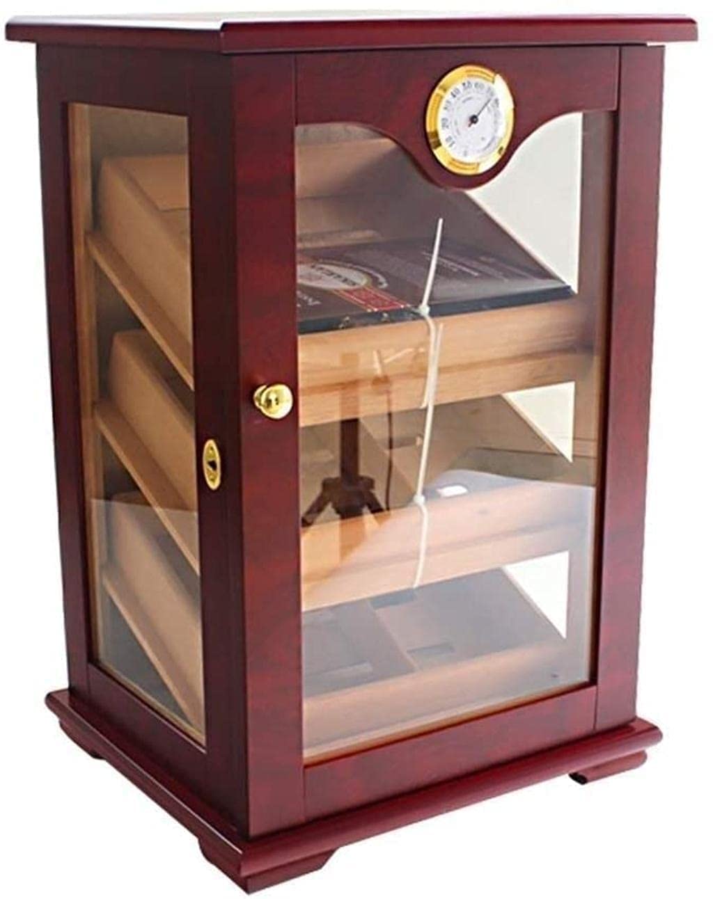 Pudełko cygar Cigar Humidor 100 sztuk hiszpański cedr podszewka/3-warstwowa taca cedrowa/higrometr/nawilżacz szklana szafka na cygara ręcznie robione prezenty dla mężczyzn, pudełko cygar